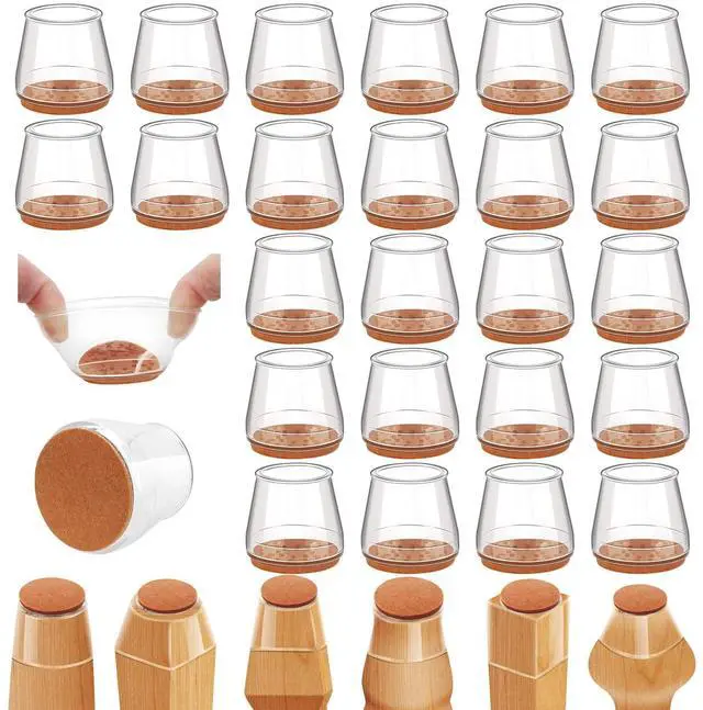 Main image of 24Pcs Silicone Chair Leg Floor Protectors, Felt Furniture Pads for Hardwood Floors, Rubber Chair Leg Protectors for Hardwood Floors, Chair Leg Caps Chair Leg Covers for Wooden Floors(Clear, Large)