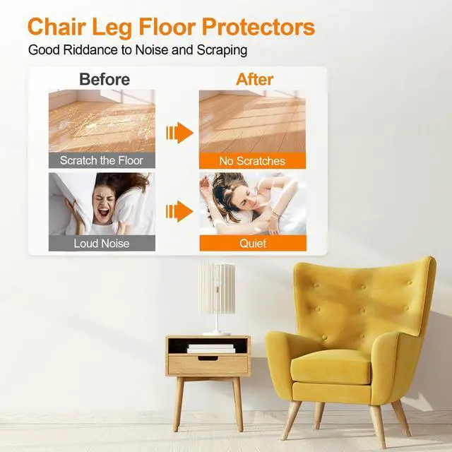 Alt view image 2 of 7 - 24Pcs Silicone Chair Leg Floor Protectors, Felt Furniture Pads for Hardwood Floors, Rubber Chair Leg Protectors for Hardwood Floors, Chair Leg Caps Chair Leg Covers for Wooden Floors(Clear, Large)