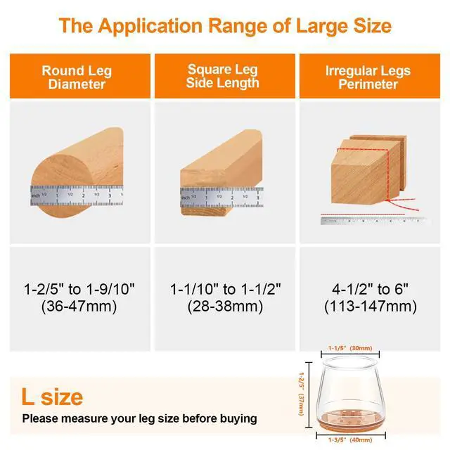 Alt view image 4 of 7 - 24Pcs Silicone Chair Leg Floor Protectors, Felt Furniture Pads for Hardwood Floors, Rubber Chair Leg Protectors for Hardwood Floors, Chair Leg Caps Chair Leg Covers for Wooden Floors(Clear, Large)