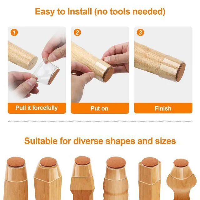 Alt view image 6 of 7 - 24Pcs Silicone Chair Leg Floor Protectors, Felt Furniture Pads for Hardwood Floors, Rubber Chair Leg Protectors for Hardwood Floors, Chair Leg Caps Chair Leg Covers for Wooden Floors(Clear, Large)