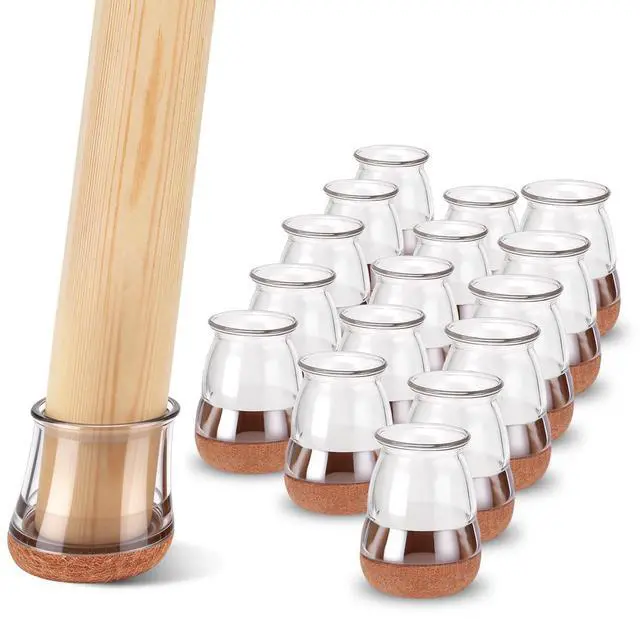 Main image of 16 PCS Chair Leg Floor Protectors for Hardwood Floors, Furniture Feet Silicone Covers & Rubber Caps, Felt Pads Protect Wood Floor Scratch & Reduce Noise (Round Fit 1/2"~3/4", 14~19mm)