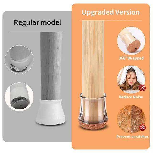 Alt view image 3 of 6 - 16 PCS Chair Leg Floor Protectors for Hardwood Floors, Furniture Feet Silicone Covers & Rubber Caps, Felt Pads Protect Wood Floor Scratch & Reduce Noise (Round Fit 1/2"~3/4", 14~19mm)