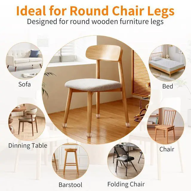 Alt view image 5 of 6 - 16 PCS Chair Leg Floor Protectors for Hardwood Floors, Furniture Feet Silicone Covers & Rubber Caps, Felt Pads Protect Wood Floor Scratch & Reduce Noise (Round Fit 1/2"~3/4", 14~19mm)