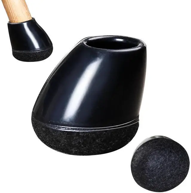 Main image of 8 PCS Small Chair Leg Floor Protectors for Hardwood Floors, Round Silicone Caps with Felt Pads for 15-25° Slanted Legs, Chair Leg Covers to Protect Floors, Anti-Scratch & Noise(Black, Fit 0.55"-0.75")
