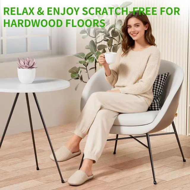 Alt view image 3 of 7 - 8 PCS Small Chair Leg Floor Protectors for Hardwood Floors, Round Silicone Caps with Felt Pads for 15-25° Slanted Legs, Chair Leg Covers to Protect Floors, Anti-Scratch & Noise(Black, Fit 0.55"-0.75")