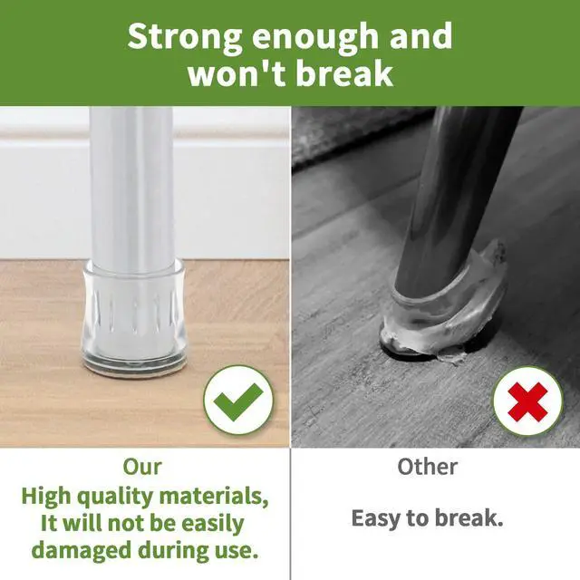 Alt view image 5 of 7 - 24PCS Chair Leg Floor Protectors, Chair Leg Protectors for Hardwood Floors, Furniture Pads for Hardwood Floors, Chair Socks Universal L Clear Fit 1.00"-1.18"