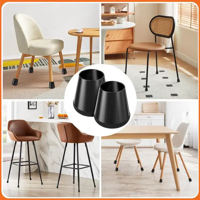 Alt view image 7 of 7 - Chair Leg Floor Protectors Extra Small 16 Pcs,Silicone Chair Leg Protectors for Hardwood Floors/Tiles,360°Wrapped Felt Bottom to Prevent Scratch and Reduce Noise, Round Black(Fit:0.6"-0.8")