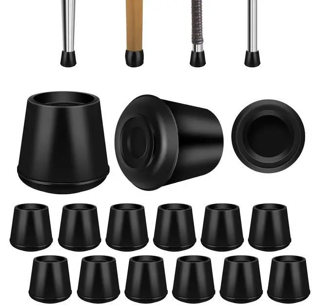 Main image of 1" Round Rubber Chair Leg Tips Caps, Chair Leg Floor Protectors Furniture Legs Caps Non Slip Reduce Noise for Hardwood Floors (Black, 12 Pack)