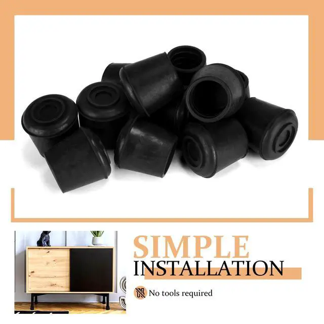 Alt view image 7 of 7 - 1" Round Rubber Chair Leg Tips Caps, Chair Leg Floor Protectors Furniture Legs Caps Non Slip Reduce Noise for Hardwood Floors (Black, 12 Pack)