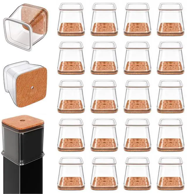 Main image of Chair Leg Floor Protectors Square for Hardwood Floors 20 Pcs Large