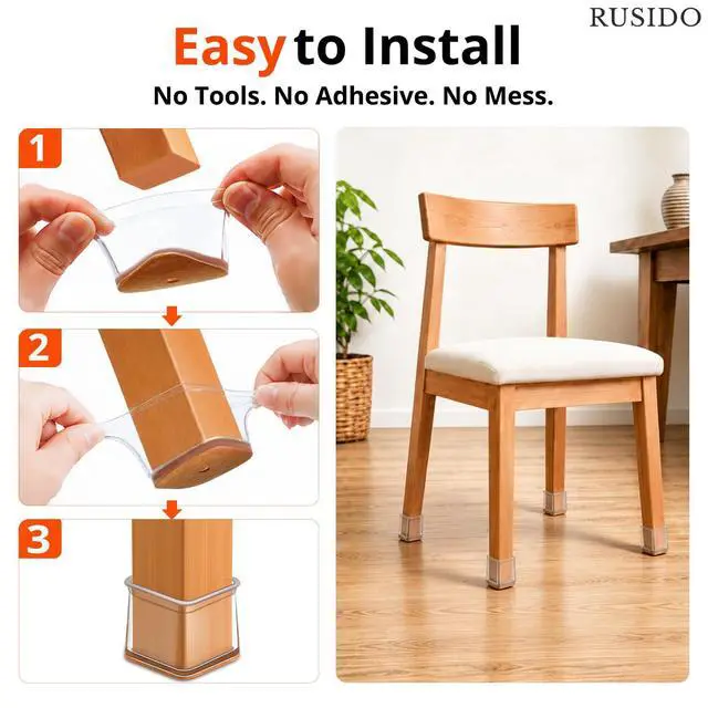 Alt view image 3 of 7 - Chair Leg Floor Protectors Square for Hardwood Floors 20 Pcs Large
