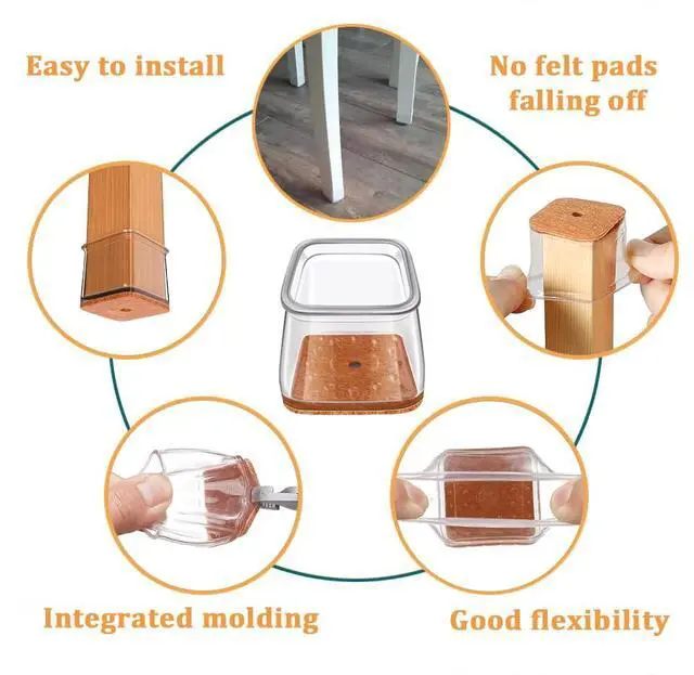 Alt view image 7 of 7 - Chair Leg Floor Protectors Square for Hardwood Floors 20 Pcs Large