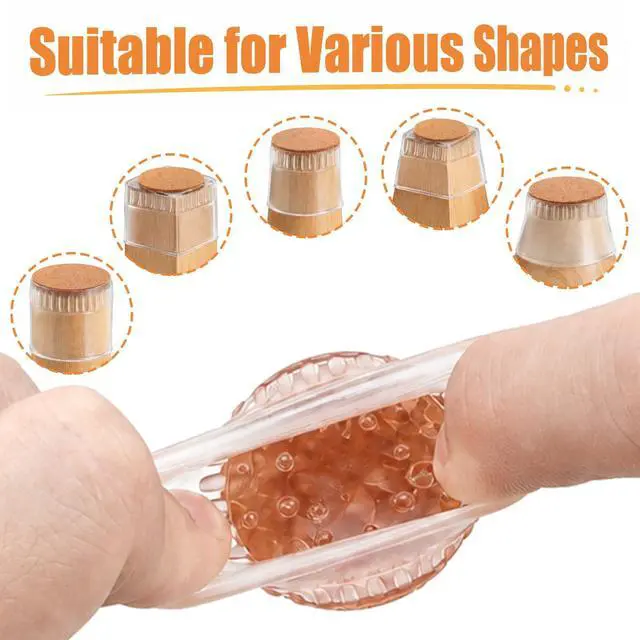 Alt view image 2 of 7 - 24 Pack Chair Leg Floor Protectors for Hardwood Floors, Furniture Leg Caps Silicone Felt Pads Covers Anti-Scratch Reduce Noise Fit Sizes 0.51''-0.89'' (Universal S)