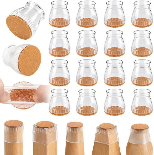 Main image of 24 Pack Chair Leg Floor Protectors for Hardwood Floors, Furniture Leg Caps Silicone Felt Pads Covers Anti-Scratch Reduce Noise Fit Sizes 0.51''-0.89'' (Universal S)