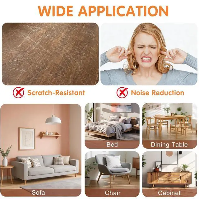 Alt view image 4 of 7 - 24 Pack Chair Leg Floor Protectors for Hardwood Floors, Furniture Leg Caps Silicone Felt Pads Covers Anti-Scratch Reduce Noise Fit Sizes 0.51''-0.89'' (Universal S)