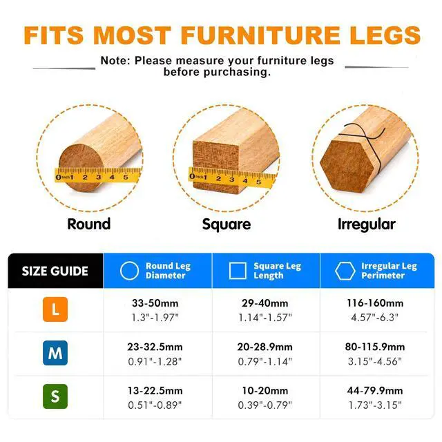 Alt view image 7 of 7 - 24 Pack Chair Leg Floor Protectors for Hardwood Floors, Furniture Leg Caps Silicone Felt Pads Covers Anti-Scratch Reduce Noise Fit Sizes 0.51''-0.89'' (Universal S)