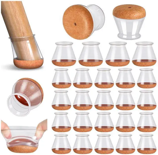 Main image of 24 Pcs Chair Leg Floor Protectors, Silicone Chair Leg Protectors Caps Covers for Hardwood Floors, Furniture Pads Sliders with Wrapped Felt Bottom Medium (Fit:0.76"-1.18")