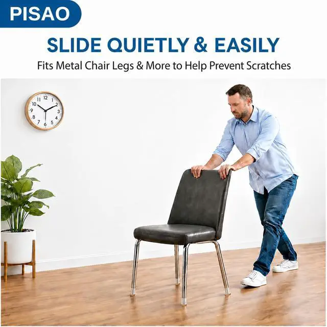 Alt view image 6 of 7 - 24 Pcs Chair Leg Floor Protectors, Silicone Chair Leg Protectors Caps Covers for Hardwood Floors, Furniture Pads Sliders with Wrapped Felt Bottom Medium (Fit:0.76"-1.18")