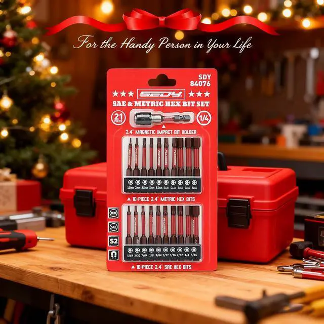 Alt view image 7 of 7 - 21-Piece 2.5" Hex Head Allen Wrench Drill Bit Set, 1/4" Hex Screwdriver Bits Set with Durable Magnetic Impact Bit Holder, SAE & Metric Allen Key, S2 Steel, Mechanic Home Repair