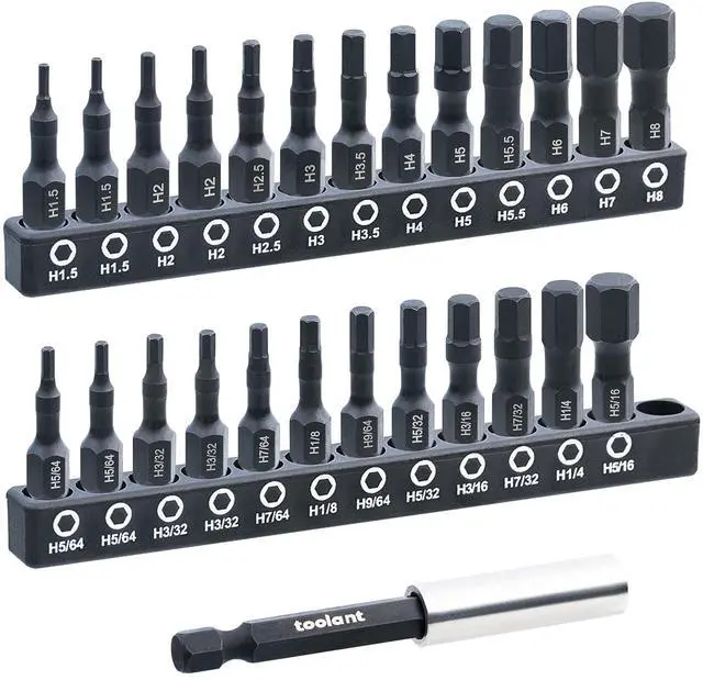Main image of 26 Pcs Hex Head Allen Wrench Drill Bit Set,1/4Hex Shank Quick Change Bit Holder,Metric and SAE Durable Allen Key Drill Bits with Strong Magnetic,1 Long with Storage Box