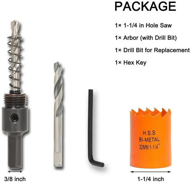 Alt view image 2 of 6 - 1-1/4 inch Hole Saw for Wood, Metal, Plastic & Drywall, with Arbor