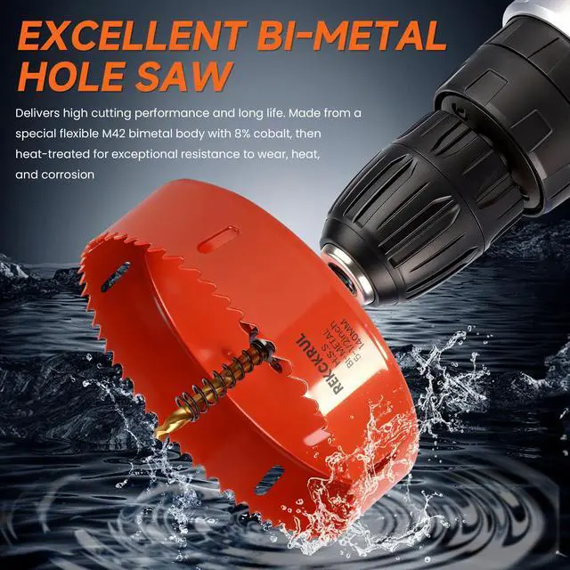 Alt view image 4 of 7 - (38mm | 1-1/2 Inch) HSS M42 with 8% Cobalt Bi-Metal Hole Saw for Wood, Metal, Plastic, Drywall, PVC, Gypsum Board, Rubber Includes Arbor, 2 Pilot Drill Bits & Hex Key