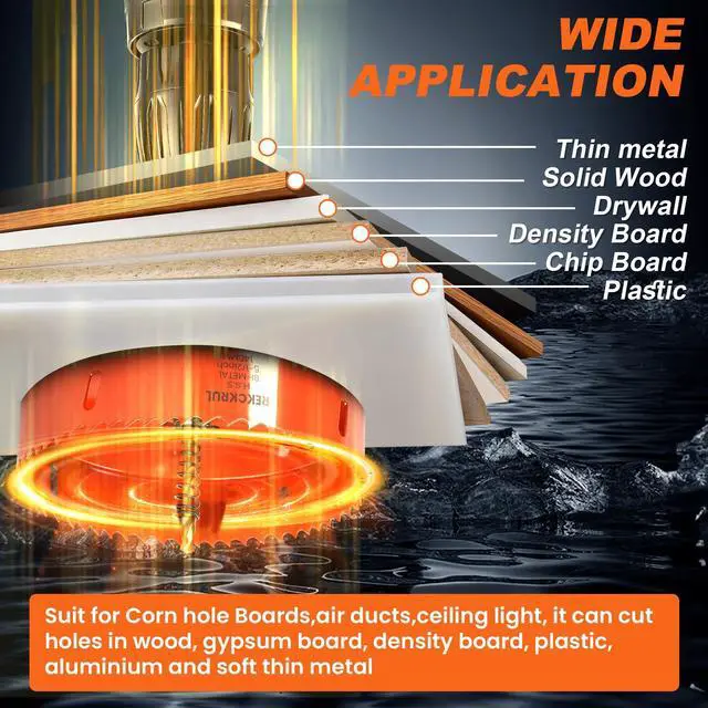 Alt view image 5 of 7 - (38mm | 1-1/2 Inch) HSS M42 with 8% Cobalt Bi-Metal Hole Saw for Wood, Metal, Plastic, Drywall, PVC, Gypsum Board, Rubber Includes Arbor, 2 Pilot Drill Bits & Hex Key
