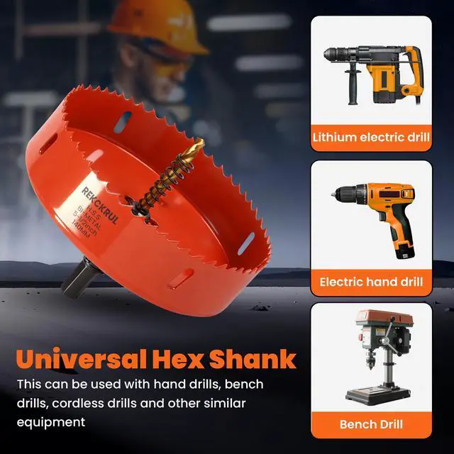 Alt view image 7 of 7 - (38mm | 1-1/2 Inch) HSS M42 with 8% Cobalt Bi-Metal Hole Saw for Wood, Metal, Plastic, Drywall, PVC, Gypsum Board, Rubber Includes Arbor, 2 Pilot Drill Bits & Hex Key