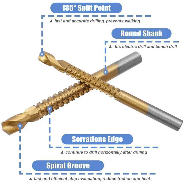 Alt view image 3 of 5 - Titanium Coated HSS Drill & Saw Bit Set, 3-8mm Drill Saw Bits Serrated Bit Grooving Drilling Hole Carpenter Hacksaw Cutting Tool for Wood Metal Plastic Drilling
