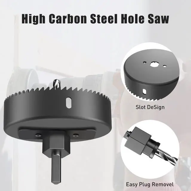 Alt view image 4 of 7 - 19 PCS Hole Saw Kit, 3/4" to 5"(19mm-127mm) Hole Saw Set in Case, Holesaw Multi Tool with 2 Mandrels, 2 Drill Bits, Installation Plate & Hex Key for Soft Wood, PVC Board, Plywood, Drywall