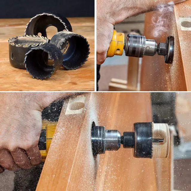 Alt view image 5 of 7 - Hole Saw Set, 22PCS Hole Saw Kit with 3/4" to 5" (19mm-127mm) 13Pcs Saw Blades, Mandrels, Installation Plate, Drill Bits, Hex Key with Storage Box, Ideal for Soft Wood, Plywood, Drywall, PVC