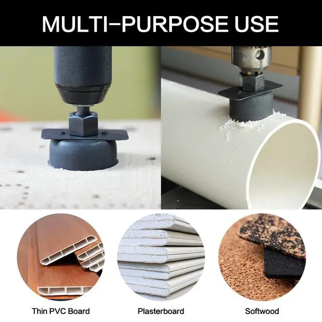 Alt view image 5 of 6 - Hole Saw Set, 19Pcs Hole Saw Kit with General Purpose 3/4" to 5"(19-127mm) Saw Blades, Mandrels, Drill Bits, Installation Plate, Hex Key with Storage Case, Idear for Wood, Plywood, PVC Board