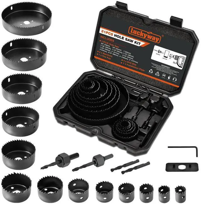 Main image of Hole Saw Kit, 21-Piece Hole Saw Set, 3/4" to 5" Hole Saws Drill Bits Hole Cutter Kits with Storage Case for Soft Wood, Plastic, PVC and Drywall