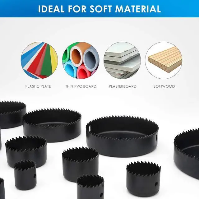 Alt view image 5 of 7 - Hole Saw Kit, 21-Piece Hole Saw Set, 3/4" to 5" Hole Saws Drill Bits Hole Cutter Kits with Storage Case for Soft Wood, Plastic, PVC and Drywall