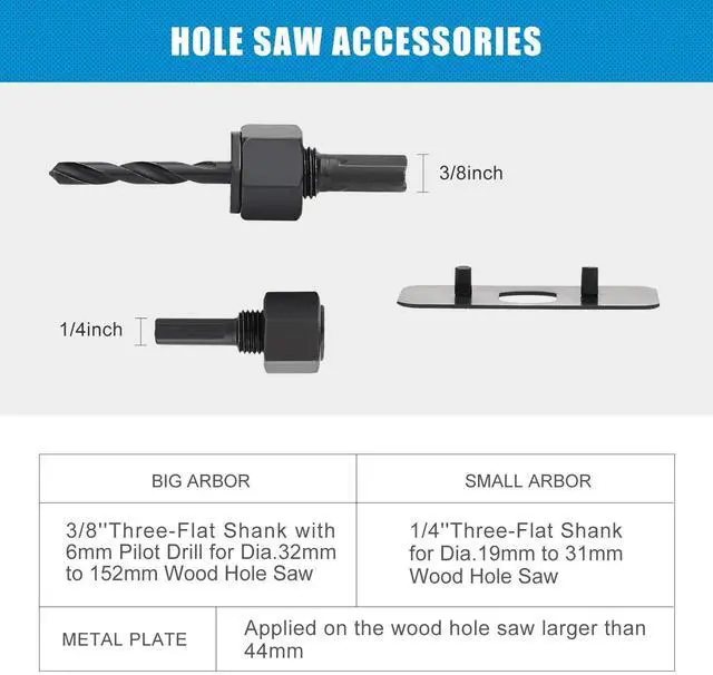 Alt view image 3 of 7 - Hole Saw Kit, 21-Piece Hole Saw Set, 3/4" to 5" Hole Saws Drill Bits Hole Cutter Kits with Storage Case for Soft Wood, Plastic, PVC and Drywall