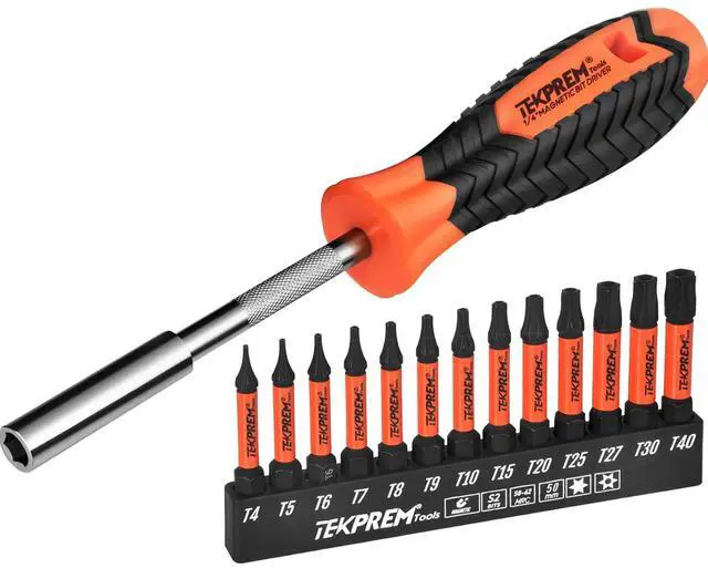 Main image of Long Torx Bit Set with Magnetic Bit Driver,13-Piece Security Torx Screwdriver Bit Set with 2 inch T4 T5 T6 T7 T8 T9 T10 T15 T20 T25 T27 T30 T40 Tamper Resistant