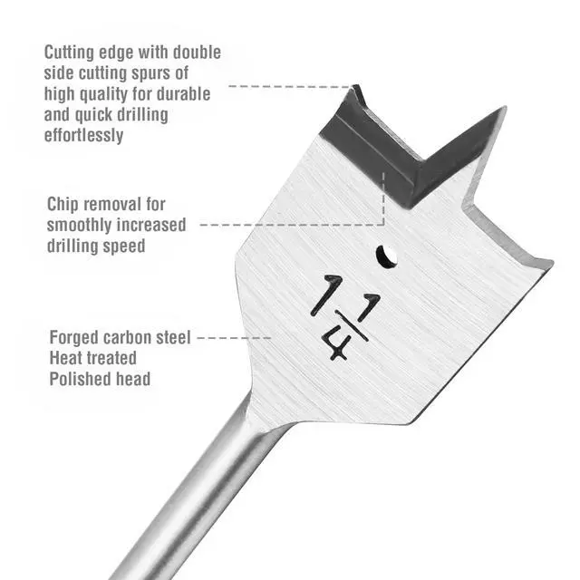 Alt view image 2 of 7 - 13-Piece Spade Drill Bit Set in SAE, Paddle Flat Bits for Woodworking, Nylon Storage Pouch Included