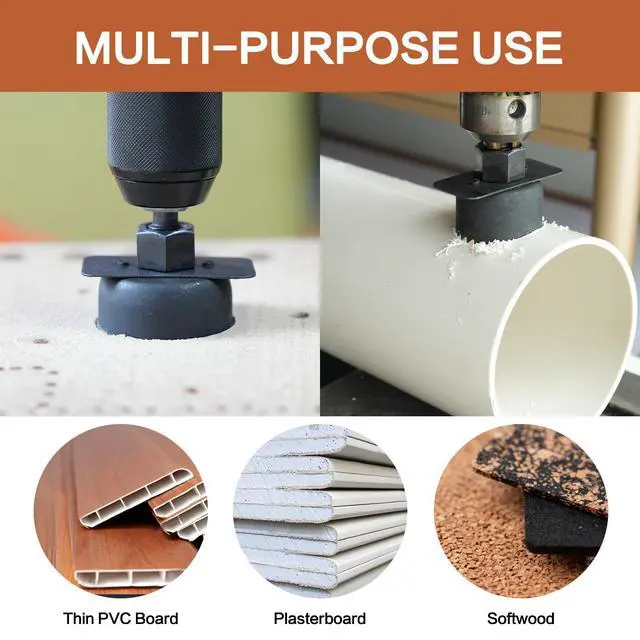 Alt view image 5 of 6 - Hole Saw Set, 19Pcs Hole Saw Kit with 3/4" to 5" (19mm-127mm) Saw Blades, Mandrels, Drill Bits, Installation Plate, Hex Key, Ideal for Soft Wood, Plastic, PVC Board, Drywall with Storage Case