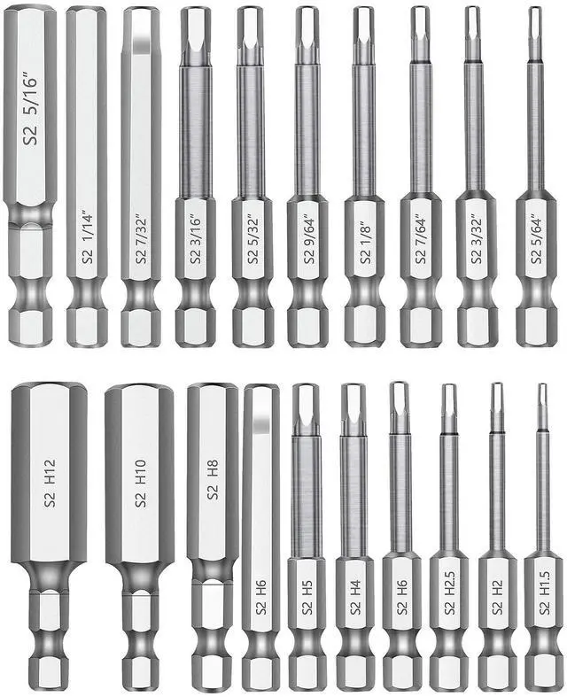 Main image of Hex Head Allen Wrench Drill Bit Set 20PC (10pc Metric & 10pc SAE), 2.3" Long 1/4" Diameter Quick Release Shank Magnetic Screwdriver Bit Set for Assembling Furniture