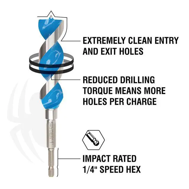 Alt view image 2 of 6 - Stinger 4-Piece Wood Boring Power Bit Set, 6.5-inch Length,1/2, 5/8, 3/4, 1-inch Diameter