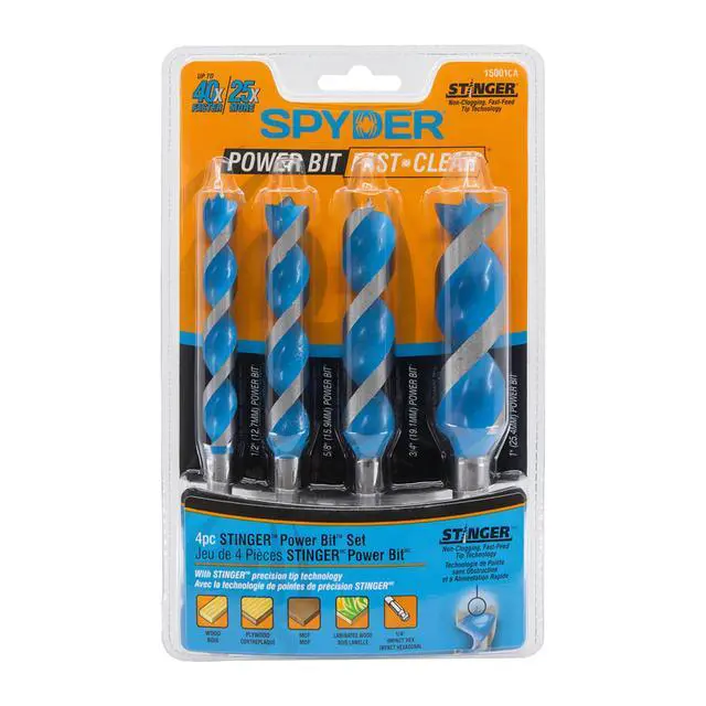 Alt view image 4 of 6 - Stinger 4-Piece Wood Boring Power Bit Set, 6.5-inch Length,1/2, 5/8, 3/4, 1-inch Diameter