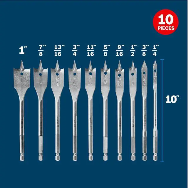 Alt view image 2 of 7 - SB0010 10-Piece Chisel-Point Spade Bit Assorted Set