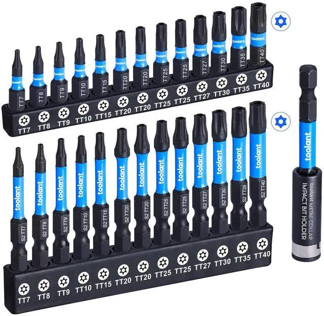 Main image of Impact Torx Bit Set 27pcs (TT7-TT40), S2 Steel Security Torx Bit Set, Tamper Proof Star with CNC Machined Tips, 1"&2" Long Impact Bits with Magnetic Bit Holder and Storage Box