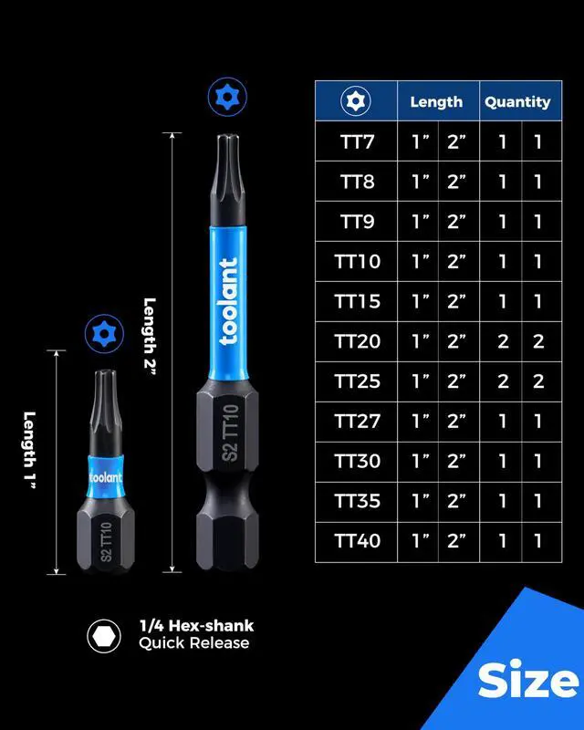 Alt view image 7 of 7 - Impact Torx Bit Set 27pcs (TT7-TT40), S2 Steel Security Torx Bit Set, Tamper Proof Star with CNC Machined Tips, 1"&2" Long Impact Bits with Magnetic Bit Holder and Storage Box