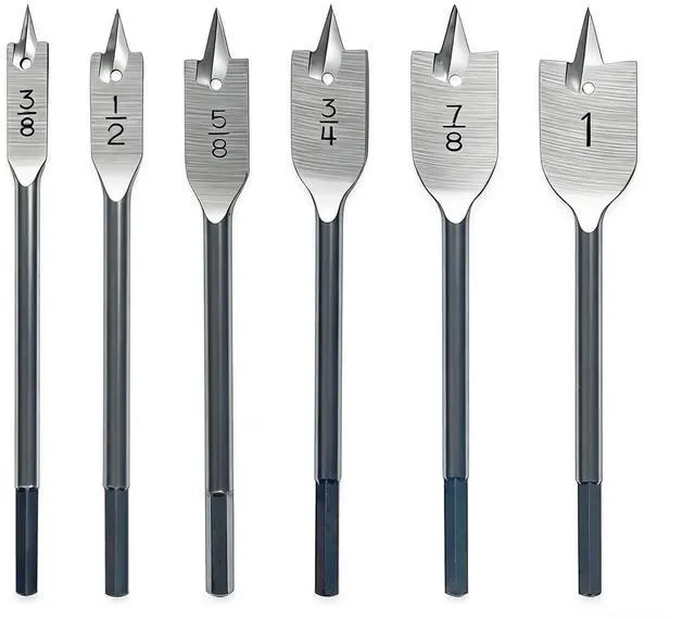 Main image of 6pcs 3/8''-1'' Spade Drill Bit Set,Hex Shank for Woodworking