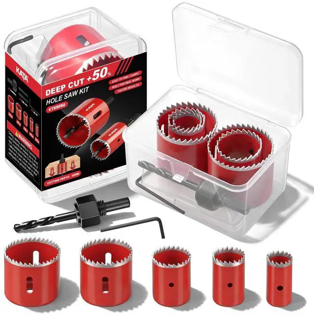 Main image of 8PCS Hole Saw Kit 1"-2-1/8" Deep Cut 48mm for Wood, Plastic, Drywall