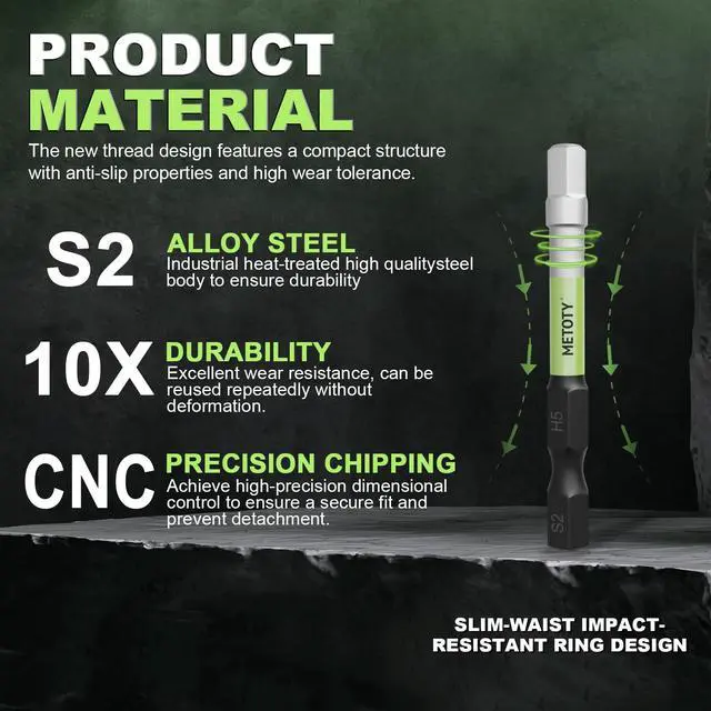 Alt view image 2 of 6 - Impact Hex Head Allen Wrench Drill Bit Set, 25PCS, 2-inch (Metric & SAE) with 75mm Extension Bars, S2 Steel 1/4" Hex-Shank CNC Machined Magnetic Screwdriver Bit Set