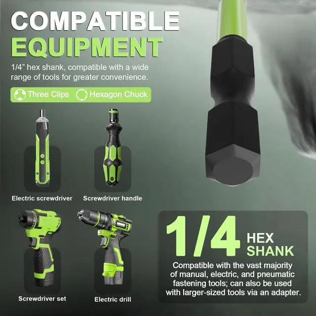Alt view image 4 of 6 - Impact Hex Head Allen Wrench Drill Bit Set, 25PCS, 2-inch (Metric & SAE) with 75mm Extension Bars, S2 Steel 1/4" Hex-Shank CNC Machined Magnetic Screwdriver Bit Set