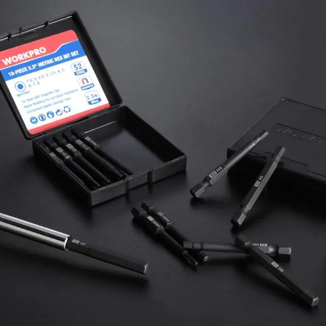 Alt view image 7 of 7 - 20pcs Hex Head Allen Wrench Drill Bit Set, CNC Machined S2 Steel Magnetic Metric and SAE Hex Bits, 1/4 Inch Square Shank Driver Bits, 2.3" Long Screwdriver Bits Set With Storage Box