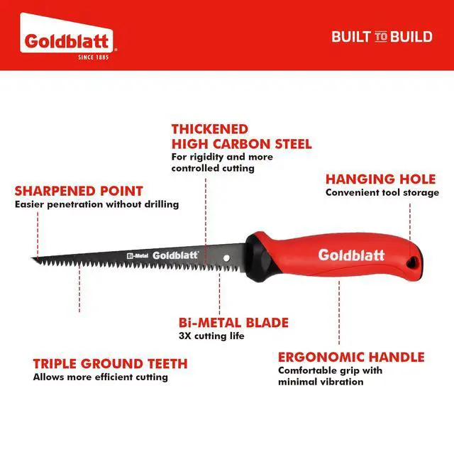 Alt view image 2 of 7 - Drywall Saw 6-Inch Jab Saw for Wallboard, Drywall, Plywood, PVC